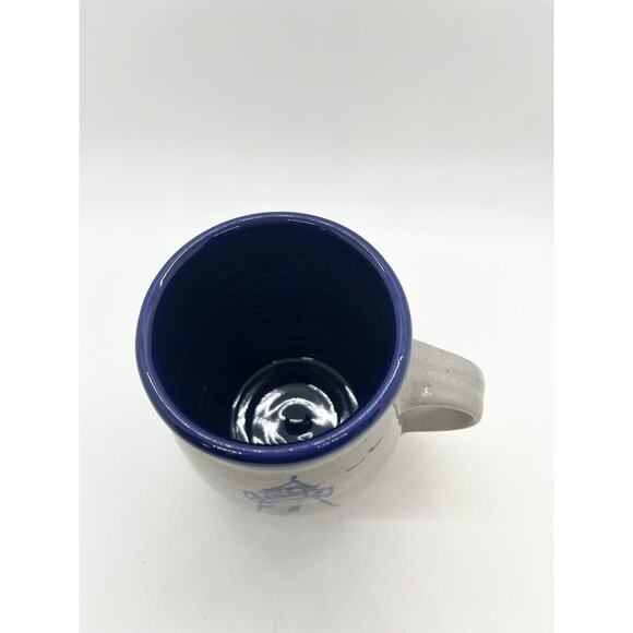 Great Bay Pottery Lighthouse Coffee Mug Blue Interior Handmade USA Signed - Picture 5 of 5